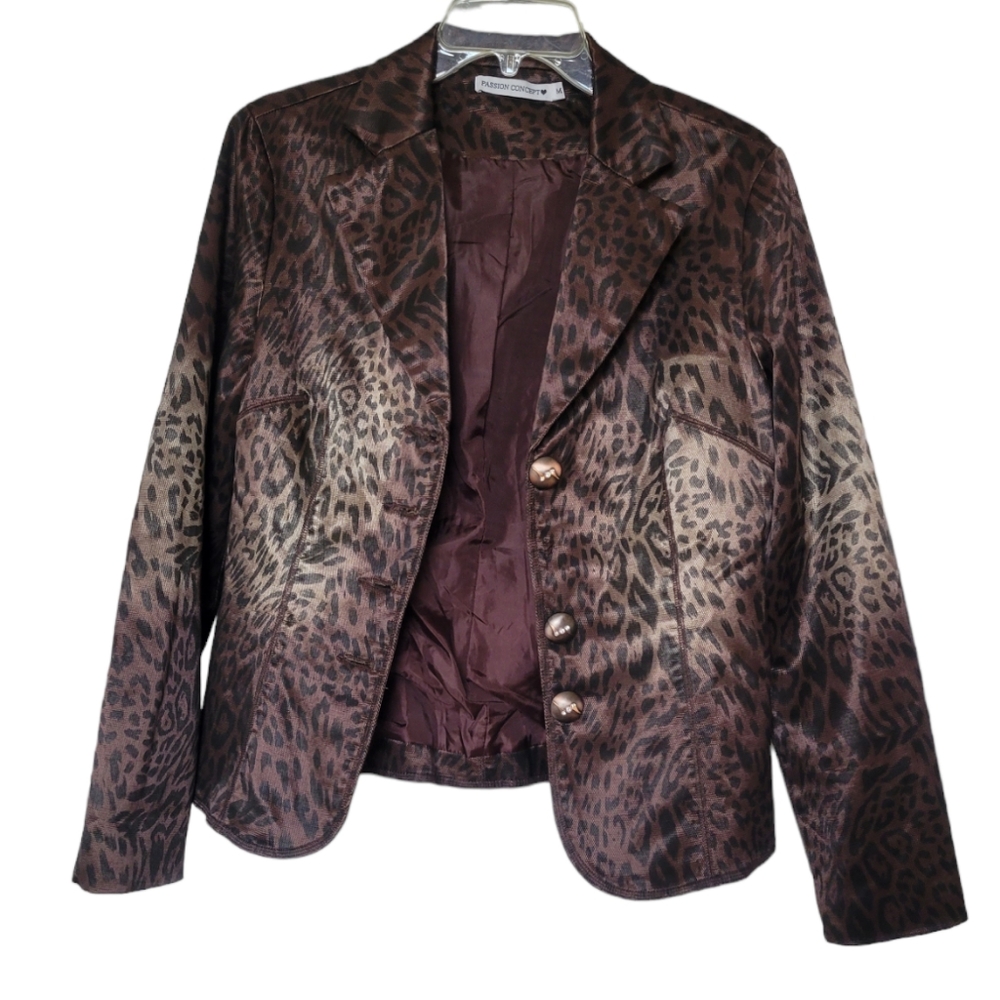 Passion Concept Shiny Cheetah Print Blazer